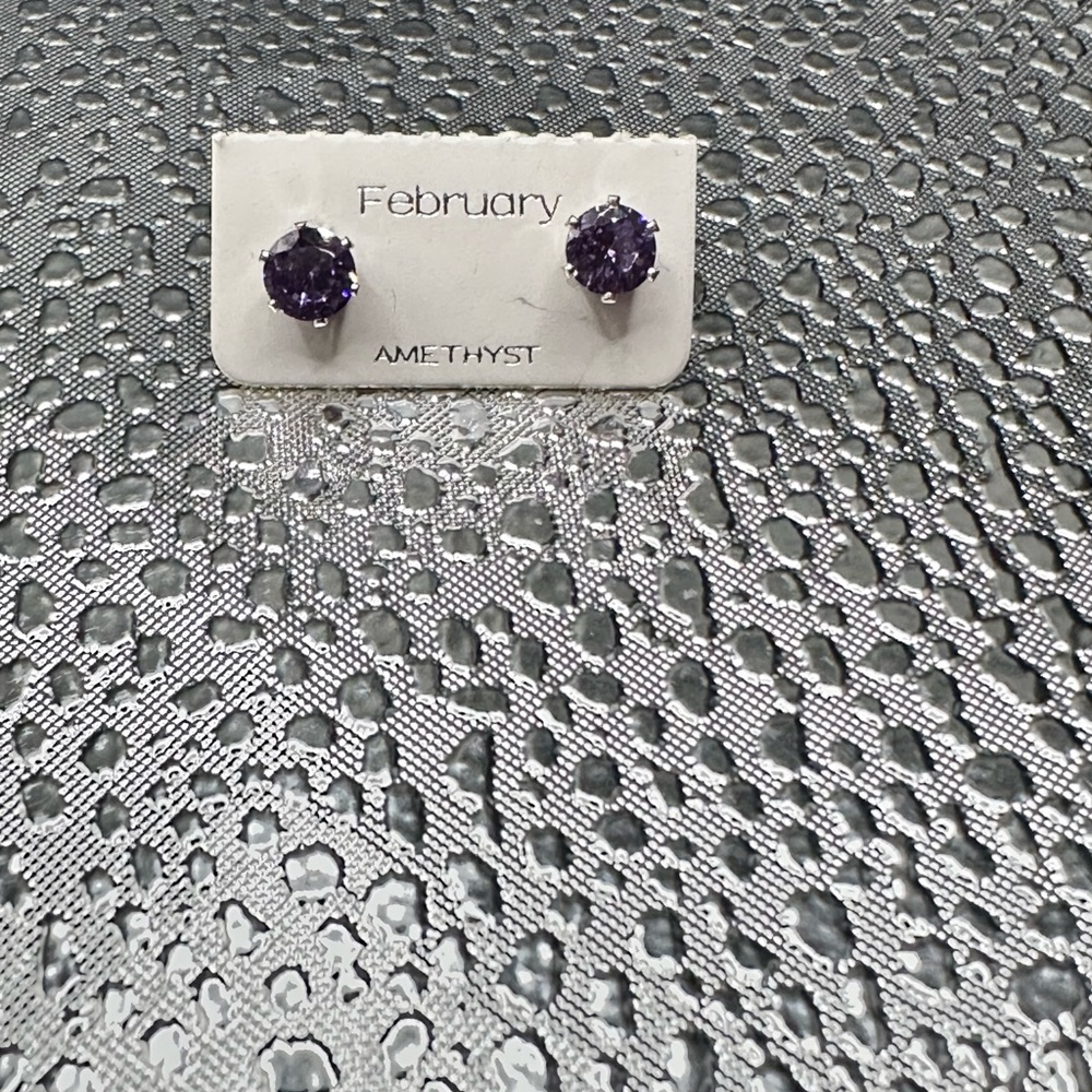 Amethyst February Birthstone Stud Earrings